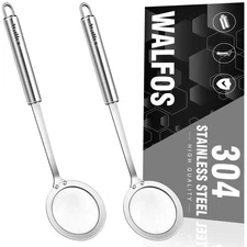 Stainless Steel Skimmer Spoons Set of 2 304 Fine Mesh Oil Filter Strainer
