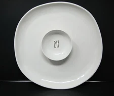 Rae Dunn Ceramic Chip And Dip Serving Tray 14 Inches Across
