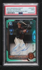 2022 Bowman Draft Chrome Pick Aqua Lava Refractor Reggie Crawford PSA 9 Auto 5l2