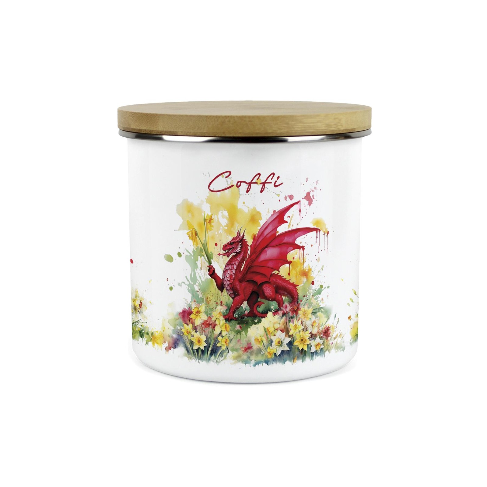 Daffodils & Dragon Welsh Coffee Canister - Cymru Wales Coffi Home Gift