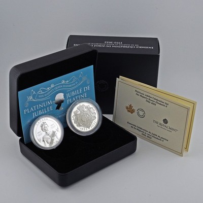 2022 Platinum Jubilee Silver Proof 2-Coin Set Royal Mint & RCM 2oz OGP COA