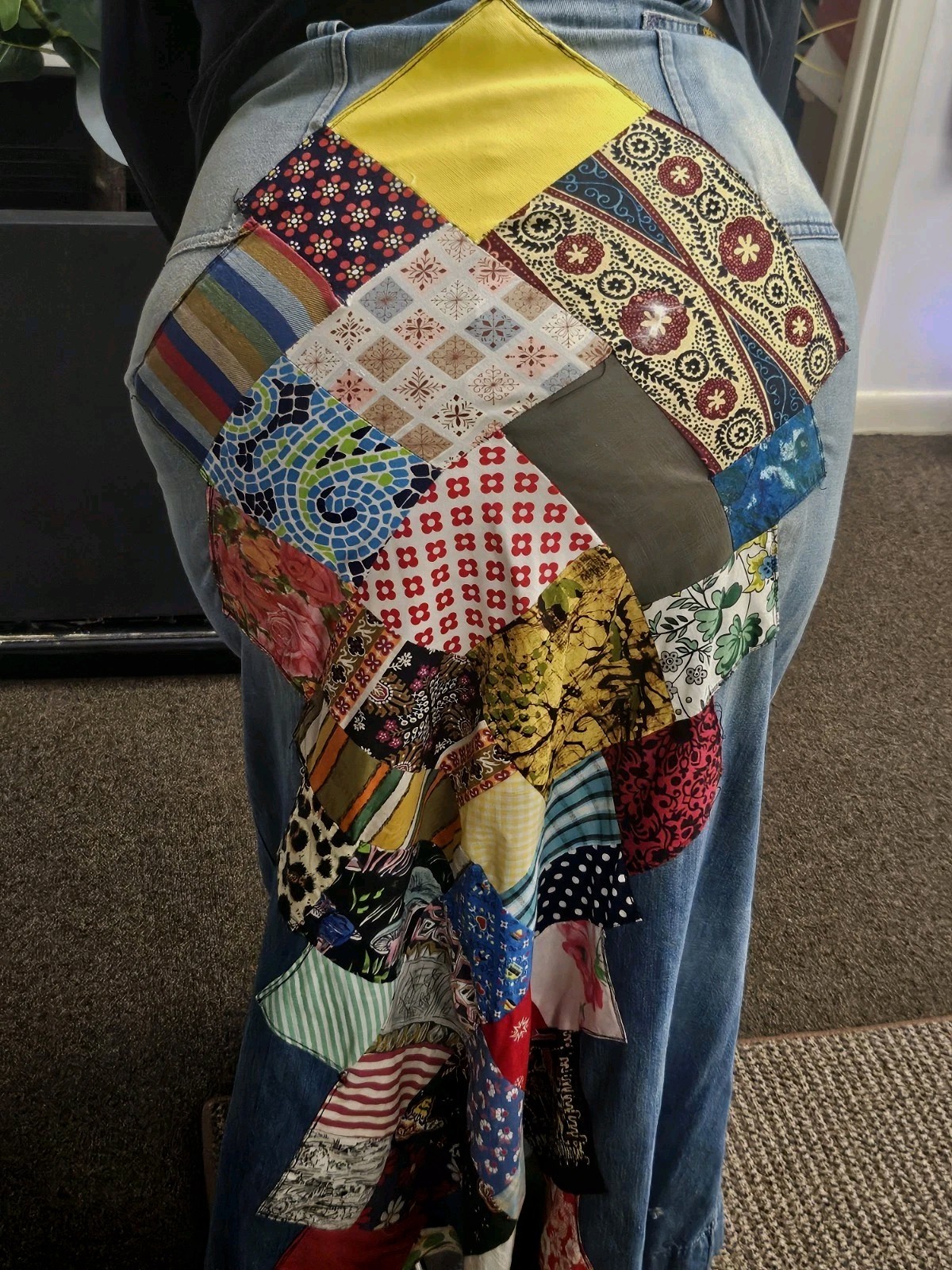 70s Authentic Vintage Crazy Quilted Patchwork Jea… - image 17