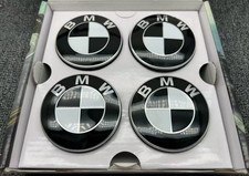 Original Bmw Black White 56mm 68mm Alloy Wheel Floating Centre Hub Cap Set Of 4