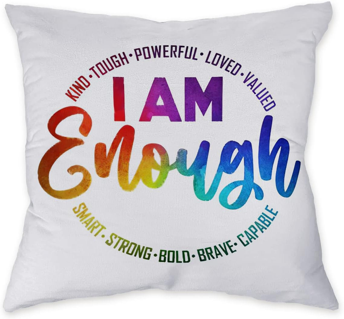 Znzd Inspirational I Am Enough Brave Kind Pillow Case for Home Decor