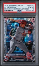 2025 Bowman Chrome JJ Wetherholt Sunflower Seeds Snack Pack Ref. PSA 10 Gem Mint