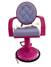 American Girl Doll Beauty Salon Chair Pink Purple Swivel Truly Me Suction Base