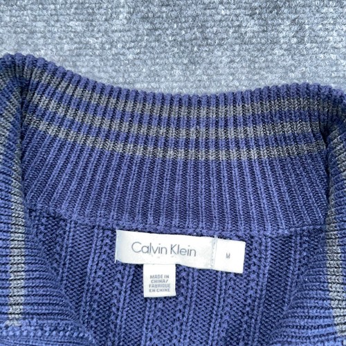 Calvin Klein Pullover Herren M Navy Langarm Rippstrick Schalkragen Pulli - Bild 4 von 8
