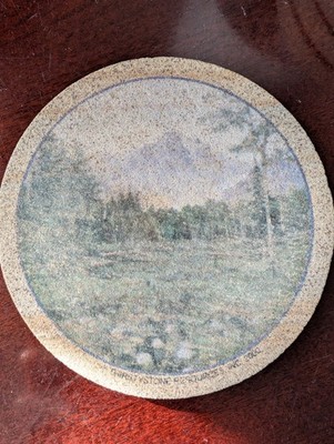 Vintage Thirstystone Round Cork-Back Landscape Coaster Set of 4