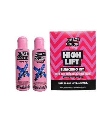 Crazy Color Semi-Permanent Conditioning Haarfarbe - 2x Sky Blue & Bleaching Kit.