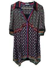 Alice + Olivia Connor Handkerchief Button Down Deco Multi Pattern Dress Medium