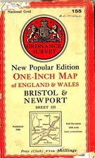 Ordnance Survey Cloth Map One Inch New Popular Ed Sheet 155: Bristol & Newport