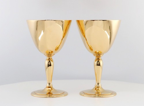 Exquisite Pair of Tiffany & Co. 14K Solid Gold Goblets 241.8 g – Rare Collect