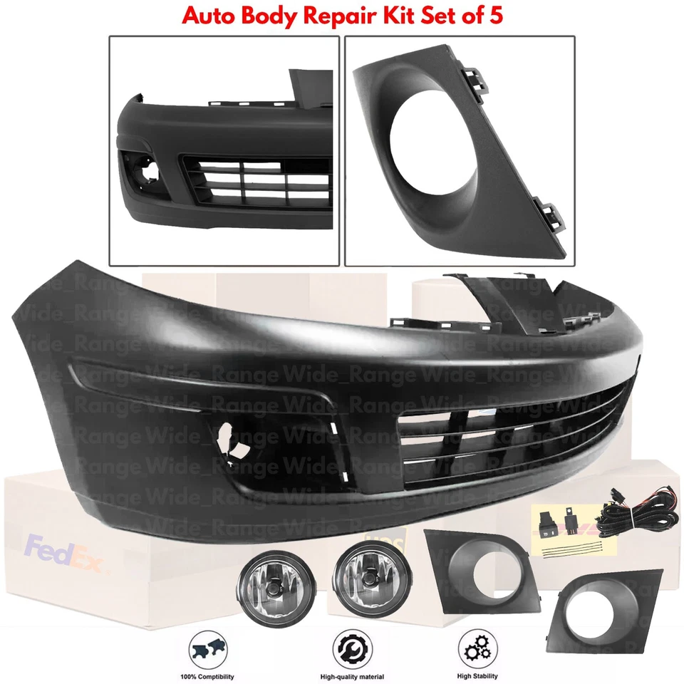Front Bumper Cover Fascia & Fog Light Assembly Kit For 2007-2012 Nissan Versa Foto 2 de 4