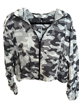 NWT Women's Rains Lightweight Camp Print Hooded Jacket - Size M