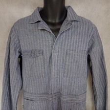 Vtg Dickies Overalls Men's 42 Medium Blue White Herringbone Holes Rips Stains