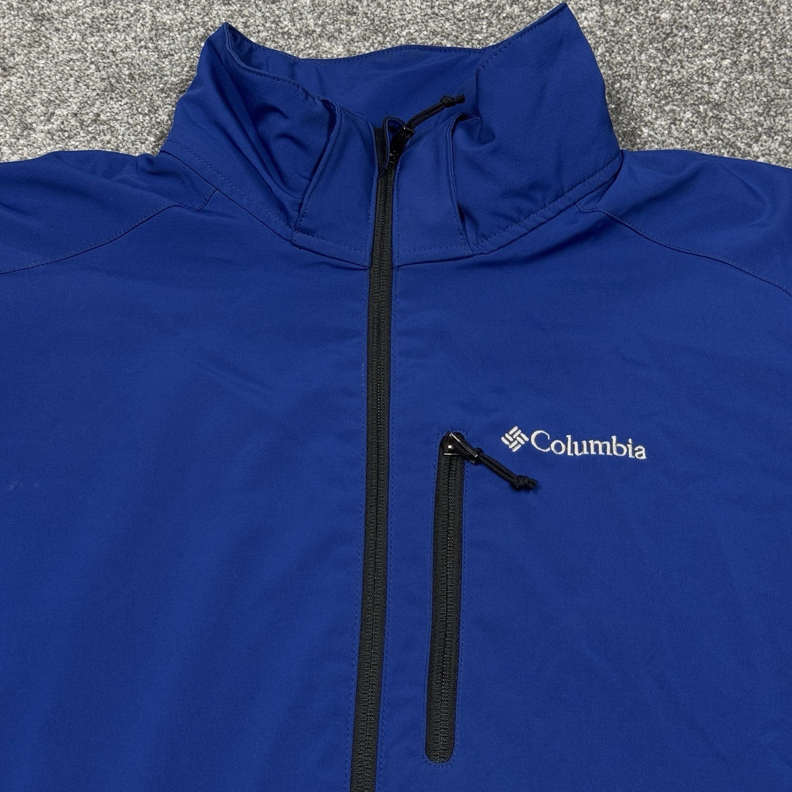 Columbia Jacket Men Large Blue Royal Zip Up Coat Hike Outdoor Omni Shield Pocket