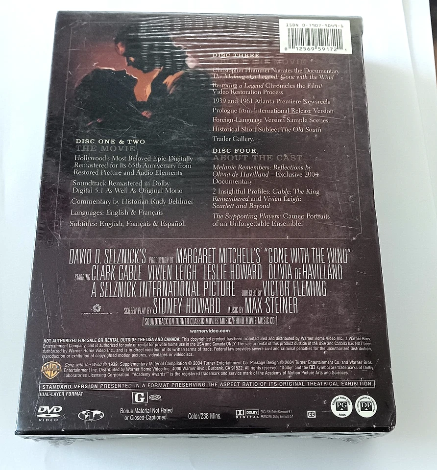 Gone With the Wind (DVD, 2004, 4-Disc Set) New!  Sealed! - Image 2 of 2