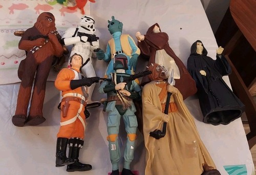Vintage 8 Star Wars Vinyl Figures 90s Applause Suncoast AS IS Greedo Boba Fett
