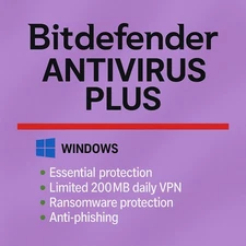 Bitdefender Antivirus Plus 2026 - 1 Year 3 Windows Devices