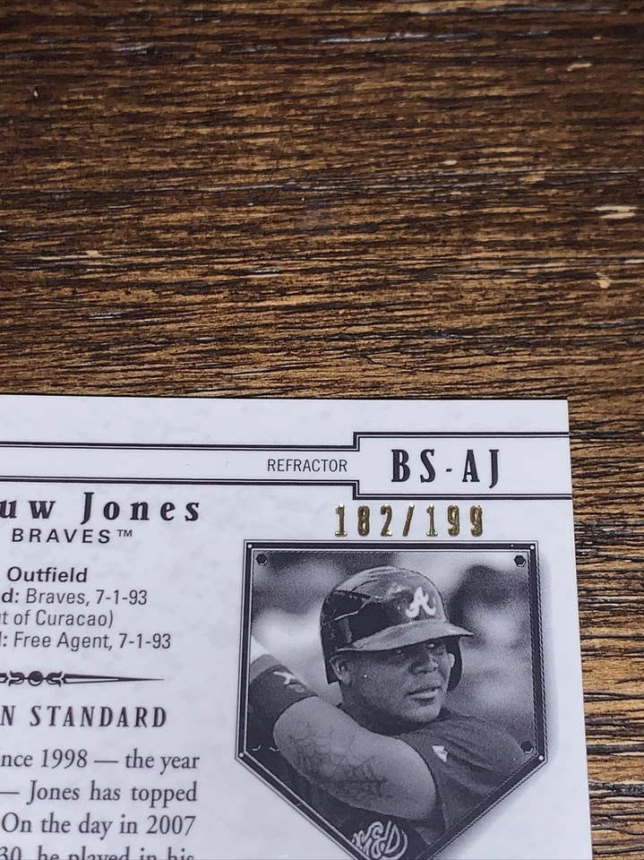 2007 BOWMAN STERLING REFRACTORS #AJ ANDRUW JONES BAT #/199 NM-MT - Image 3 of 3