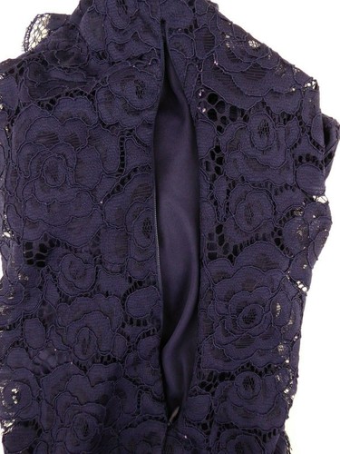 Woman's La Redoute R Edition Size 14 Navy Blue Lace Lined Dress GC - Picture 6 of 12