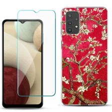 Case for Samsung Galaxy A32 5G, w/ Tempered Glass - Almond Blossom Red
