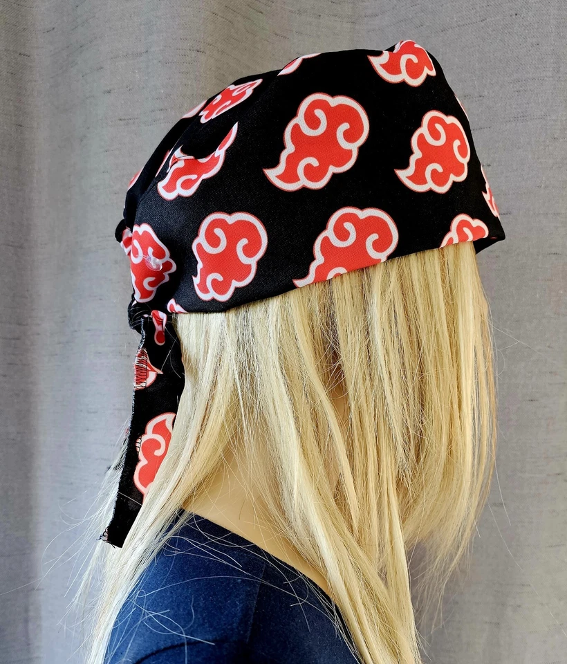 NARUTO AKATSUKI CLOUDS MEDICAL NURSE SCRUB CAP ( 2 SIZE SELECTION )  - Image 2 of 4