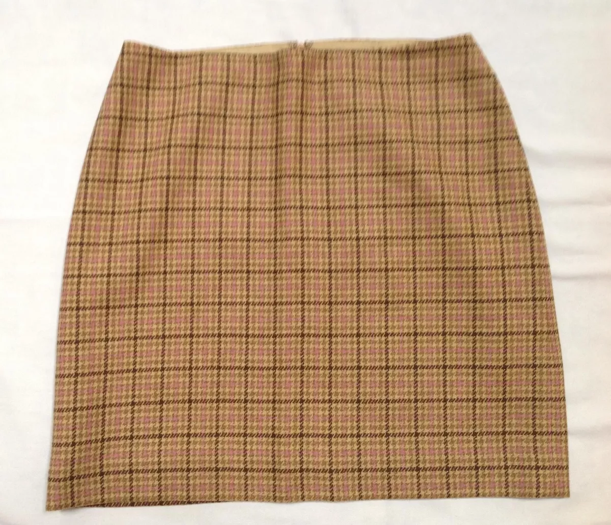 Brown pink plaid skirt cheap