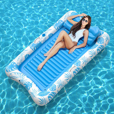 Inflatable Tanning Pool Rafts for Adults, 83.5" X 52.4" Adult Pool Floats with P