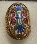 artisan handpainted vintage ceramic Stone ring — photo 1