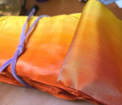vintage 1940s rayon ribbon 3" acetate wire ombre 1yd mango orange made in France - Picture 2 of 7