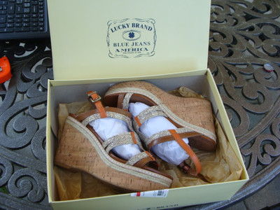 Lucky Brand LK-Keena Dune Combo Veg-Glossy SNK Skin Platform Sandals Sz 7.5M
