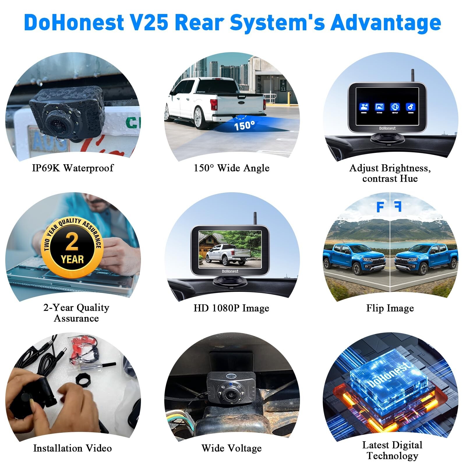 V25 HD 1080p Digital Wireless Backup Camera System 5 Inch TFT