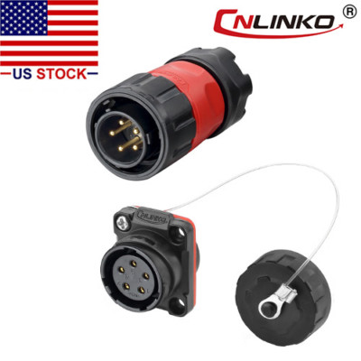 CNLINKO 5 Pin Power Signal Connector Male Plug & Female Socket Waterproof IP67