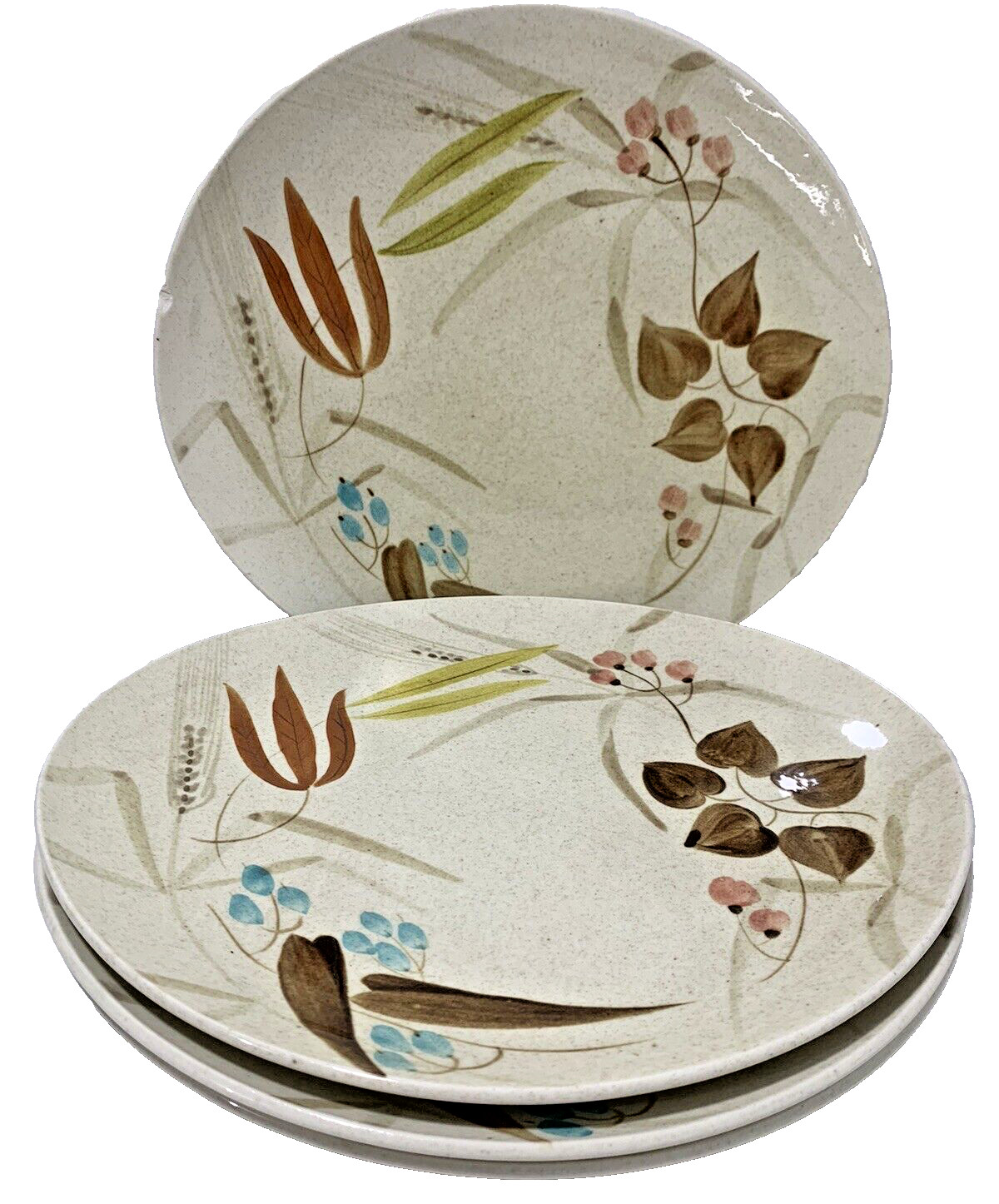 4 Red Wing Pottery Random Harvest Plates Mcm Fall Floral Dinner