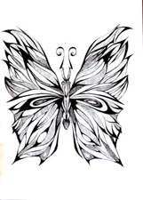 Original Painting Graphic Butterfly Art by Ukraine Artist 5.8×8.3" Signed