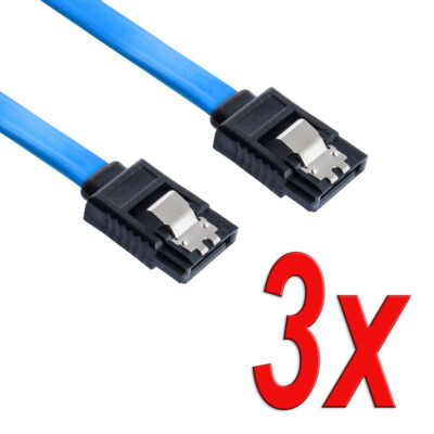 3er Set | 0,5m SATA 3 Kabel Blau von JAMEGA | S-ATA 6 Gb/s High Speed SSD HDD