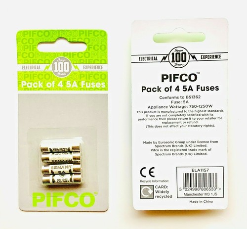 Fusibles de 5 amperios BS1362 enchufe de red repuesto fusible 5A x 8 piezas - Imagen 4 de 4
