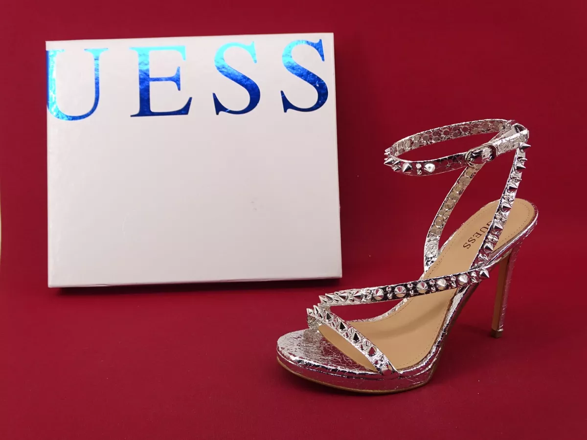 Guess KAIHA High Heel Sandalen Sandaletten Damenschuhe Silber Gr
