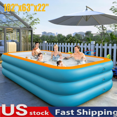 Family Inflatable Swimming Pool for Kids Adults Thickened Large 102'' x 63'' x 22''