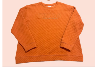 Champion Texas Longhorn Men Crew Neck Quilted Cotton Sweatshirt, Orange, Sz  S