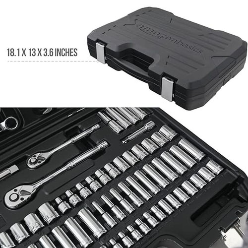 145-Piece Mechanic's Tool Set W/ Case Chrome-Vanadium Steel Metric & SAE Sizes - Picture 5 of 7