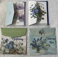 Lot Of 4 Birthday Cards Floral Flower With Matching Envelopes 4-1/2 X 6