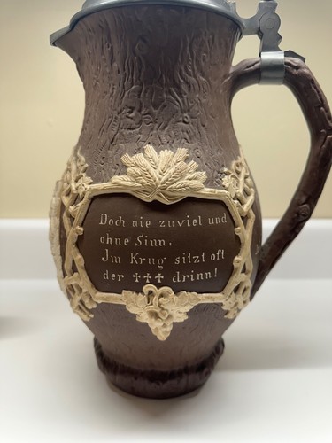 Antique Mettlach Villeroy & Boch Large Pitcher #1028 - Picture 5 of 9