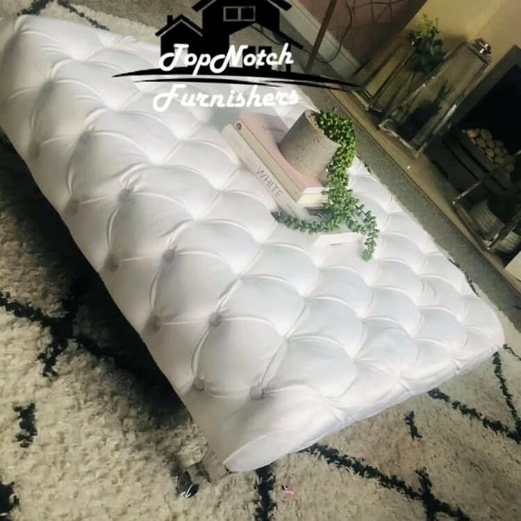 Chesterfield Footstool /Coffee Table In Plush,Crushed, Naple, Chenille Fabric. - Image 3 of 4