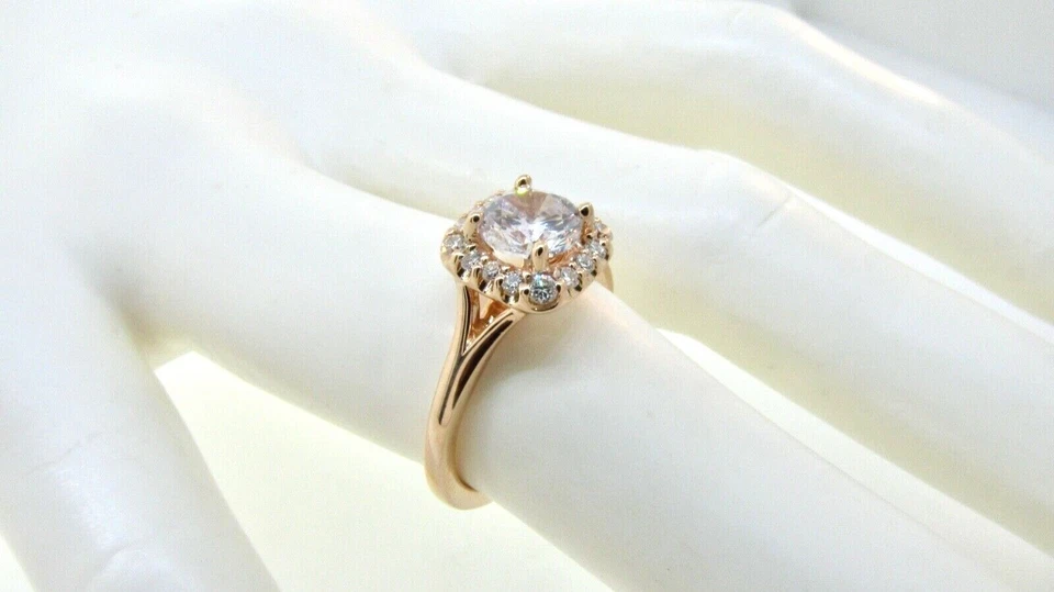 RITANI 18k Pink Gold Diamond Halo Engagement Ring Setting - Image 2 of 4