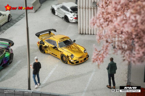 Modelo de coche fundido a presión Star Model 1:64 Rauh-Welt RWB964 GT galvanizado dorado - Imagen 2 de 3