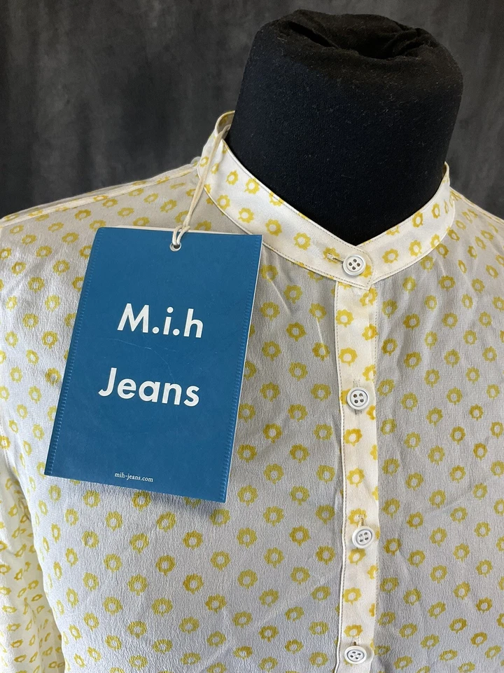 M.i.h Jeans Collarless Evelyn Shirt Buttercup Print yellow women's small tags K3 Foto 4 de 4