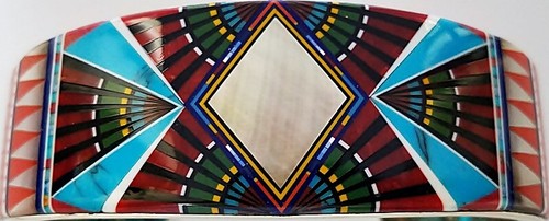 KOMPLIZIERTE BUNTE TÜRKIS STACHELIGE INLAY 925 SILBER MANSCHETTE ARMBAND HANDGELENK 7-1/4" - Bild 6 von 6