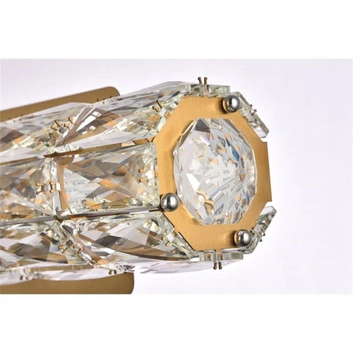 Elegant Lighting Valetta 12" Metal and Crystal LED Linear Wall Sconce in Gold - Picture 7 of 8